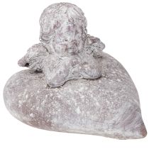 Artículo Figura decorativa de ángel sobre corazón realizada en piedra fundida 15×13,5×12cm