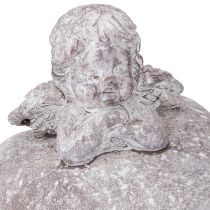 Artículo Figura decorativa de ángel sobre corazón realizada en piedra fundida 15×13,5×12cm