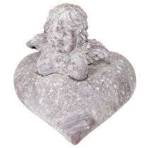 Artículo Figura decorativa de ángel sobre corazón realizada en piedra fundida 15×13,5×12cm