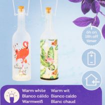 Artículo Botella decorativa con luz LED de flamenco de 37,5 cm, luz blanca cálida, 2 unidades