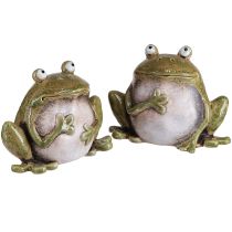 Artículo Rana decorativa cerámica verde marrón vintage L15,5cm 2 piezas