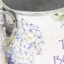 Artículo Regadera decorativa de metal con diseño de hortensias y flores vintage, 30x11x14,5 cm.