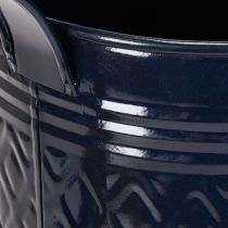 Artículo Regadera decorativa, de metal con estampado a cuadros azul y dorado de estilo vintage, diseño retro para uso en interiores, jardín o balcón, 65 cm.