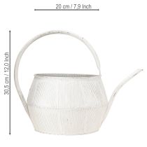 Artículo Regadera decorativa vintage de metal blanco con ranuras para flores, 25 cm