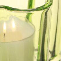 Artículo Portavelas decorativo de cristal con forma de flor verde Ø7,5cm H6cm 6uds