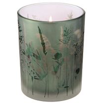 Artículo Farol decorativo de cristal con motivo prado verde y blanco Al. 12,5 cm 2 piezas