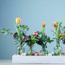 Artículo Florero decorativo con forma de botella Ø7,5cm H13,5cm transparente 6 piezas