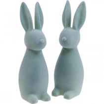 Artículo Conejito de Pascua decorativo flocado – 2.ª opción – Gris verdoso H29,5 cm 2 piezas