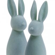 Artículo Conejito de Pascua decorativo flocado – 2.ª opción – Gris verdoso H29,5 cm 2 piezas