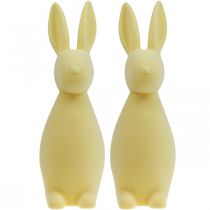Artículo Conejito de Pascua decorativo (2.ª opción), flocado, amarillo claro, 29,5 cm de alto, 2 unidades