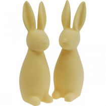 Artículo Conejito de Pascua decorativo (2.ª opción), flocado, amarillo claro, 29,5 cm de alto, 2 unidades