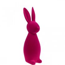 Artículo Conejo rosa decorativo, conejo de Pascua flocado, 47 cm de alto
