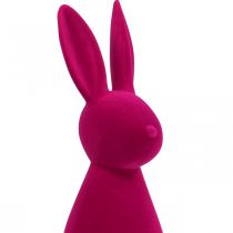 Artículo Conejo rosa decorativo, conejo de Pascua flocado, 47 cm de alto