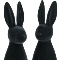 Artículo Conejito decorativo negro (2.ª opción) - Conejito de Pascua decorativo flocado H29,5 cm (2 unidades)