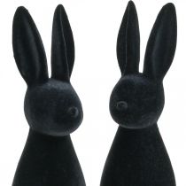 Artículo Conejito decorativo negro conejito de Pascua decorativo flocado H29.5cm 2pcs