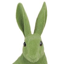 Artículo Figura decorativa de conejito sentado Conejito de Pascua flocado verde 12×9×25cm