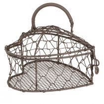 Artículo Corazón decorativo de alambre para rellenar gris vintage 14×13,5cm