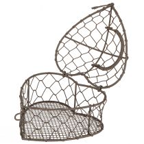 Artículo Corazón decorativo de alambre para rellenar, gris vintage, 14 x 13,5 cm