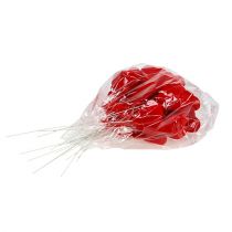 Artículo Corazones decorativos flocados 6cm rojo 18 piezas