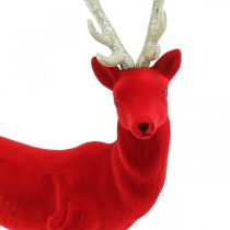 Ciervo decorativo figura decorativa reno decorativo flocado rojo H40cm