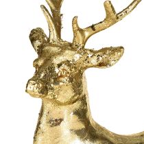 Artículo Figura decorativa de ciervo tumbado y reno dorado 10,5×7×11,5cm 2 piezas