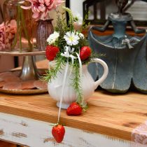 Florero decorativo, jarra con asa cerámica verde, blanco, crema H14.5cm 3pcs