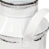 Artículo Jarra decorativa de metal con asas, blanca y negra, 13 cm de alto, 2 piezas