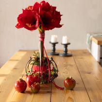 Artículo Manzanas de cerámica decorativas para mesa, otoño, rojo, verde, H7,5 cm, 4 piezas