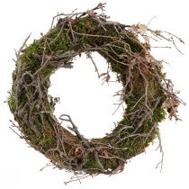 Artículo Corona decorativa corona de musgo con ramas de bonsái natural Ø30cm