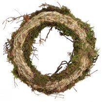 Artículo Corona decorativa corona de musgo con ramas de bonsái natural Ø30cm