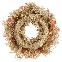 Artículo Corona decorativa flores secas corona de flores naranja crema Ø25cm