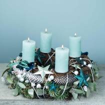 Corona decorativa eucalipto y conos artificiales Ø45cm verde, blanco