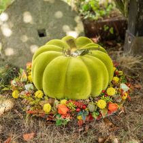 Calabaza decorativa flocada verde musgo 32cm