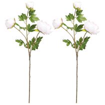 Artículo Decoración Peonías Rosa 3 Flores Tallo Largo L80cm 2uds