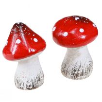 Artículo Setas decorativas agáricos de mosca de cerámica rojo, blanco H5cm 6 piezas