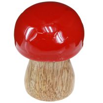 Artículo Setas decorativas de madera lacada en rojo, champiñones H5cm Ø4cm 6 uds.