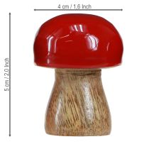 Artículo Setas decorativas de madera lacada en rojo, champiñones H5cm Ø4cm 6 uds.