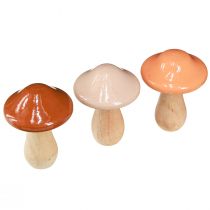 Artículo Setas decorativas de madera marrón beige naranja Ø7,5cm H10cm 3 piezas