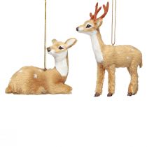 Artículo Ciervo decorativo navideño para colgar H11,5 cm / 7,5 cm 2 piezas