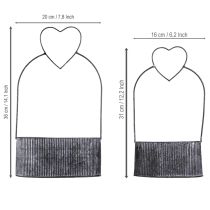 Artículo Cuenco decorativo ovalado de metal con corazón negro 20/16cm set de 2