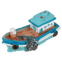 Artículo Decoración de mesa marítima azul y roja con barco decorativo de 5 cm, 8 piezas