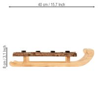 Artículo Trineo Candelabro para 4 velas Madera y corteza 40×12,5cm