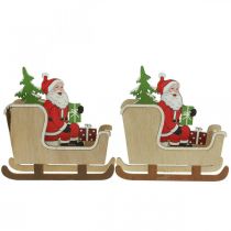 Artículo Trineo deco con trineo de Navidad de Papá Noel 10cm 2pcs