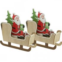 Artículo Trineo deco con trineo de Navidad de Papá Noel 10cm 2pcs