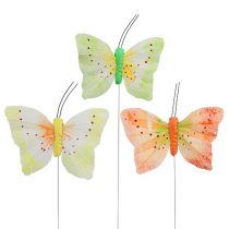 Artículo Deco mariposas en el cable de color 8,5cm 12pcs