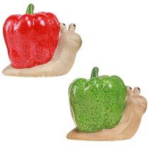 Artículo Caracoles decorativos pimiento cerámico rojo verde Al.10cm 2 piezas