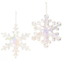 Artículo Copos de nieve decorativos decoración de invierno iridiscente Ø14–15cm 2ud