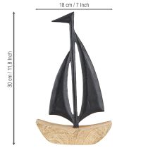 Artículo Velero decorativo de madera y metal Color negro A30,5cm