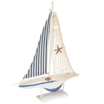 Artículo Velero de madera Decoración marinera Blanco, azul 26,5×37cm
