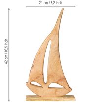 Artículo Decoración Velero Madera sobre Base Natural Marítimo H57,5cm